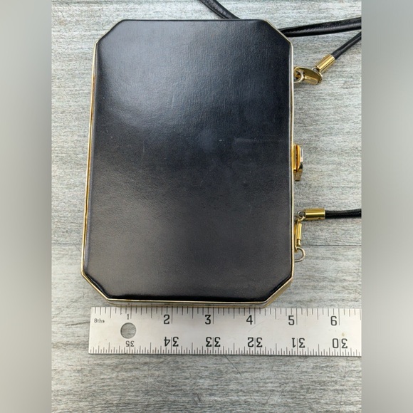 VTG LS Leather School Monastery S Croce Florence Italy Black Gold Evening Bag 7” - Picture 11 of 16